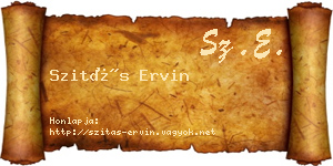 Szitás Ervin névjegykártya